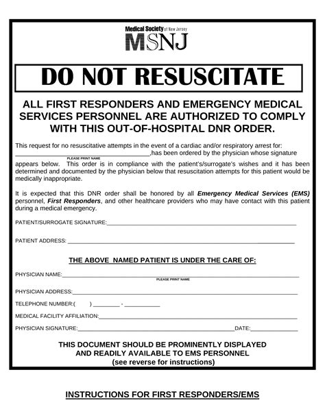 Free Kentucky Do Not Resuscitate Dnr Order Form Pdf Eforms