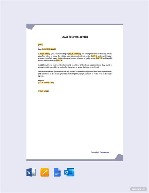 Free Letter Of Intent To Renew Contract Template Google Docs Word Template Net