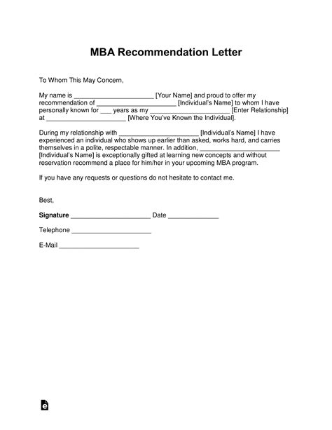 Free Letter Of Recommendation Templates Pdf Word Eforms