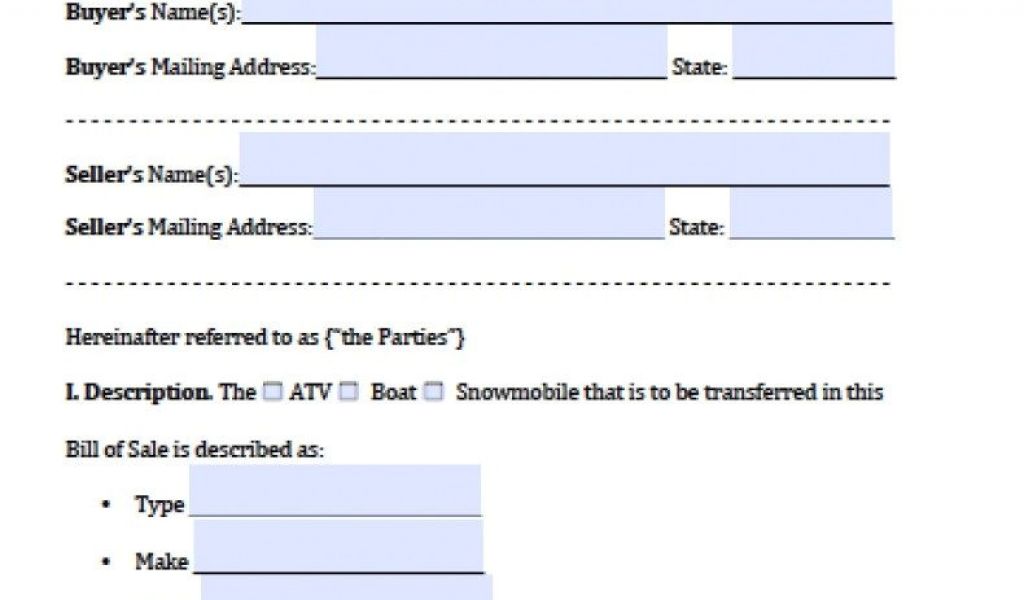 Free Maine Atv Boat Snowmobile Bill Of Sale Form Pdf Word Doc