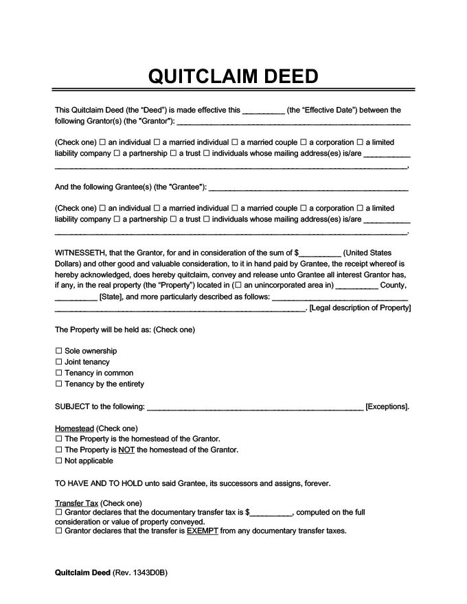 Free Maryland Quitclaim Deed Form Pdf Word