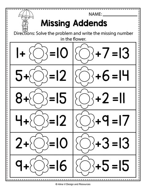 Free Math Printables For 1St Grade