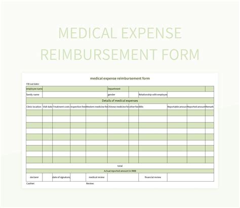 Free Medical Expense Reimbursement Form Reimbursement Form Templates