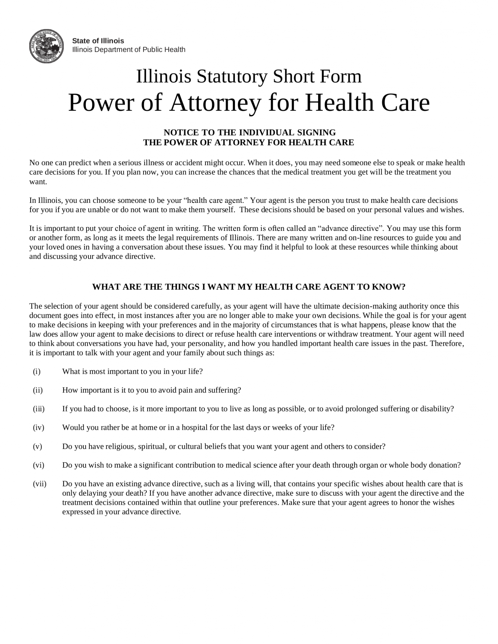 Free Medical Health Care Power Of Attorney Forms