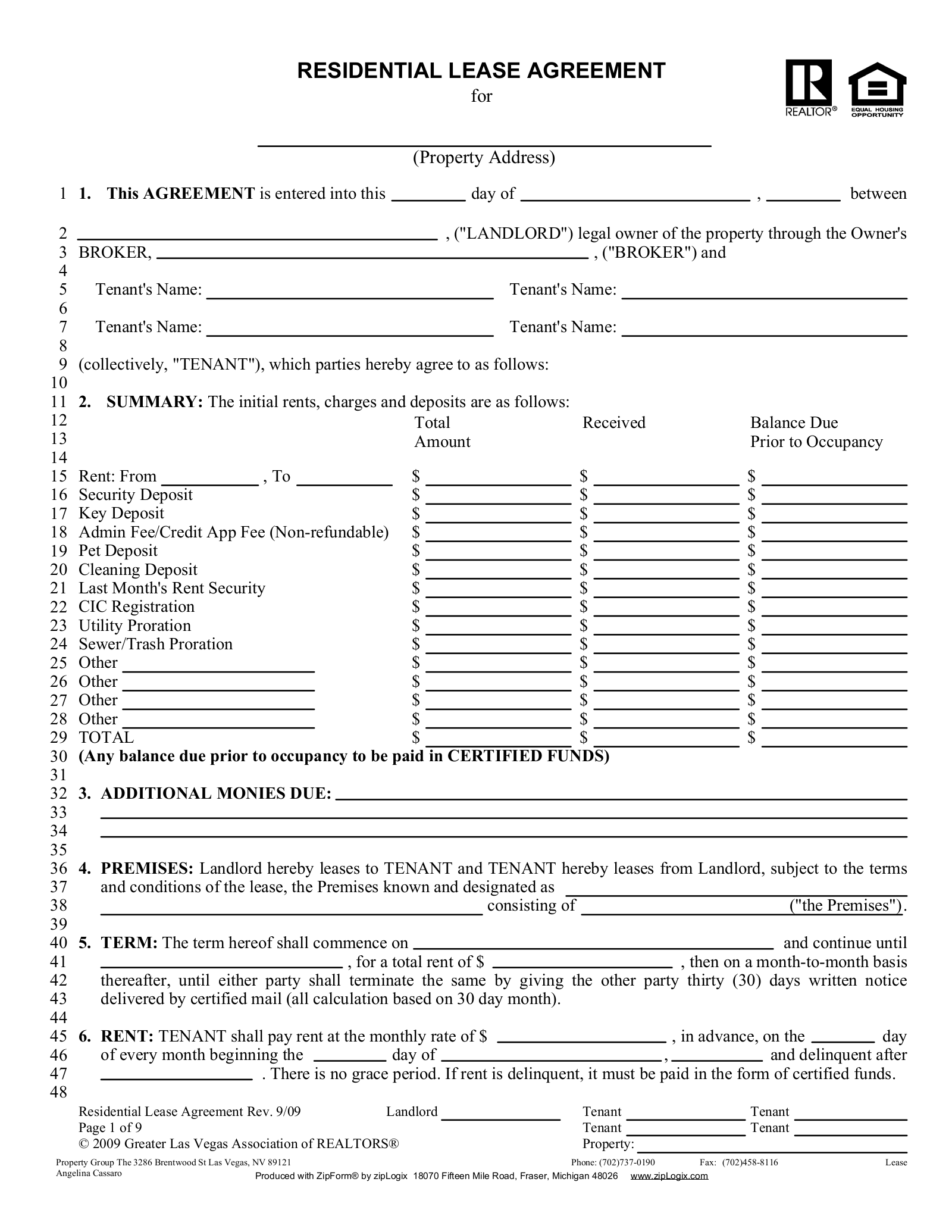 Free Michigan Association Of Realtors Lease Agreement Pdf Eforms