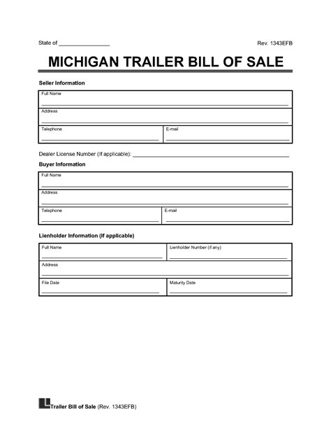 Free Michigan Bill Of Sale Template