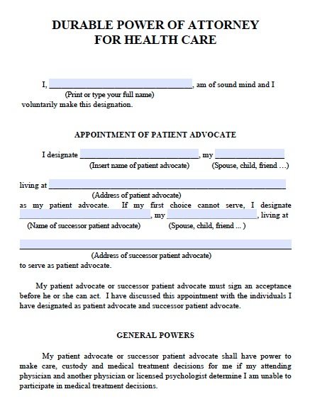 Free Michigan Medical Power Of Attorney Form