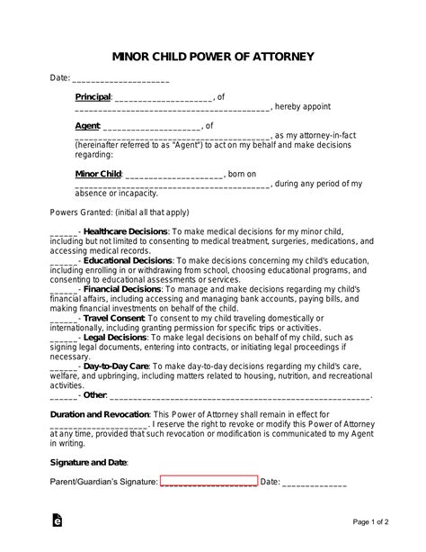 Free Minor Child Guardianship Poa Michigan Form Pdf