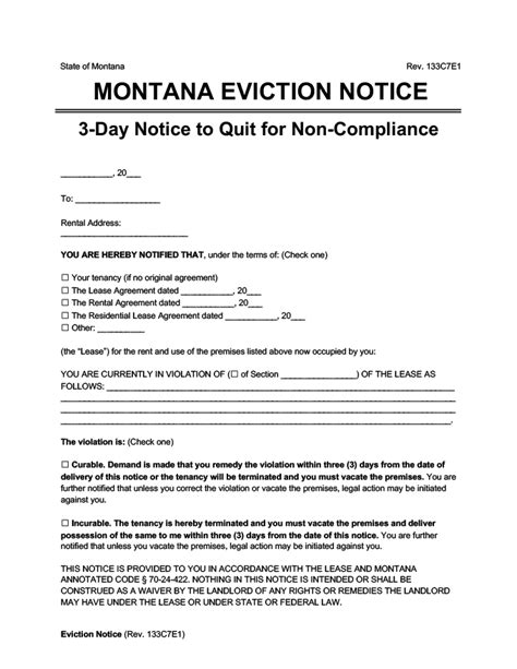 Free Montana Eviction Notice Forms Pdf Word Templates