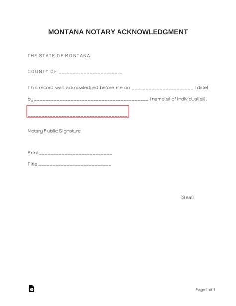 Free Montana Notary Acknowledgment Form Pdf Word