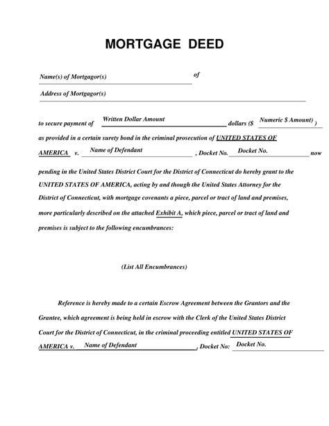 Free Mortgage Deed Template Pdf Word