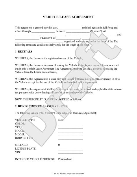 Free Motor Vehicle Lease Agreement Template Sfiveband Com