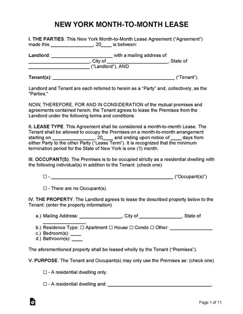 Free New York Lease Agreement Templates 6 Pdf Word Rtf