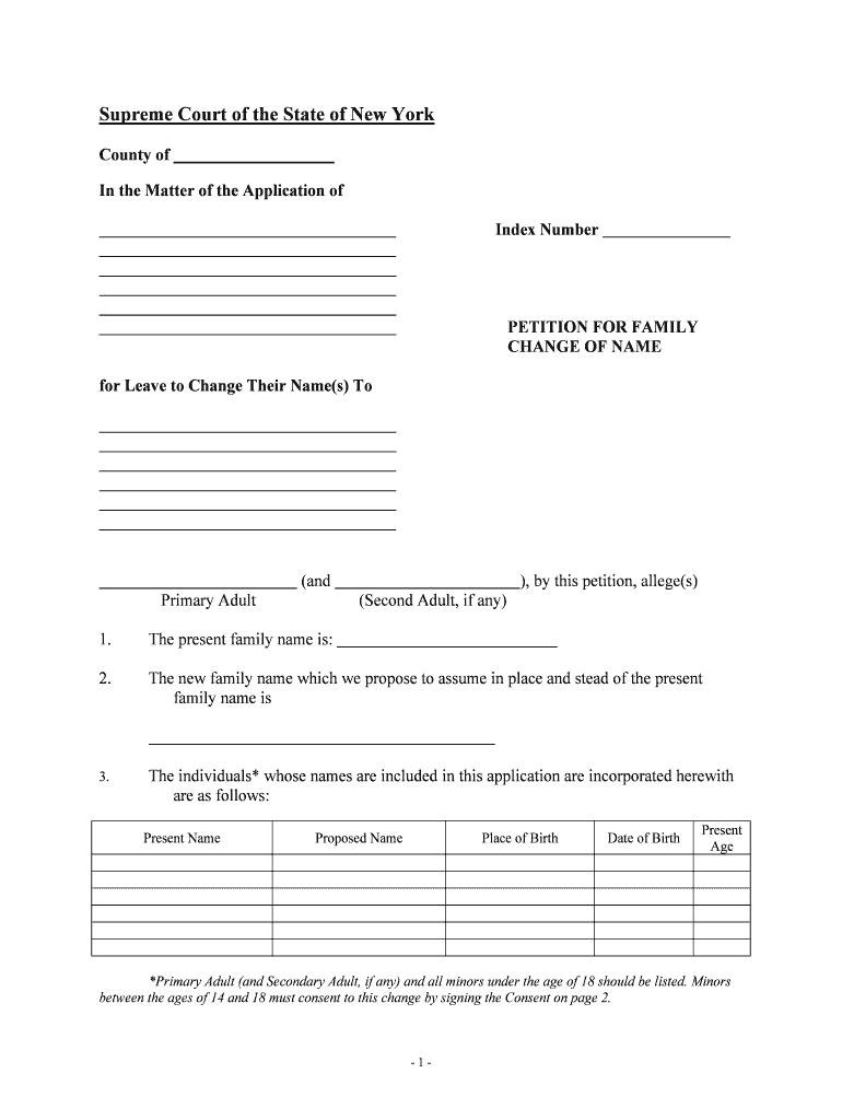 Free New York Name Change Forms Pdf Eforms