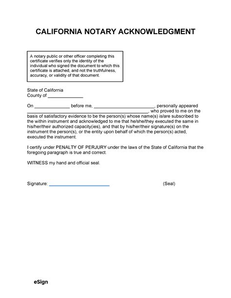 Free Notary Acknowledgment Form Pdf Word