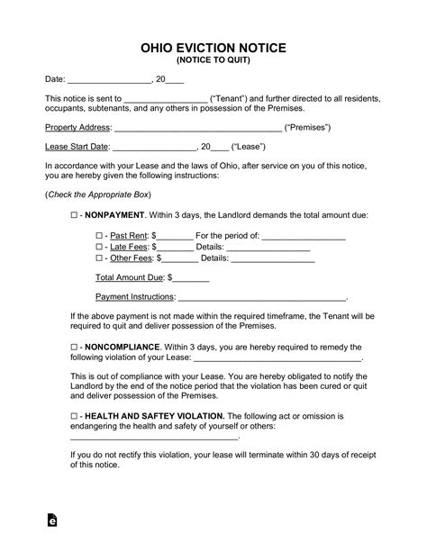 Free Ohio Eviction Notice Forms Pdf Amp Word Templates