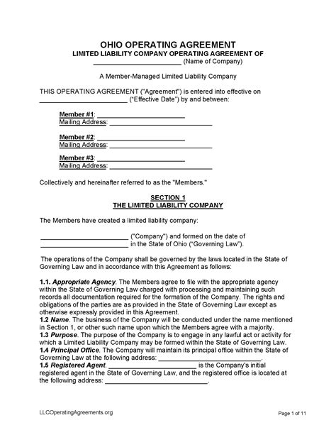 Free Ohio Llc Operating Agreements 2 Free Llc Operating Agreements