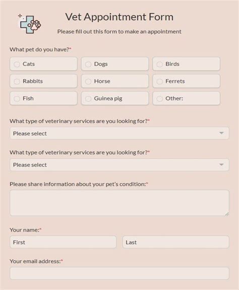 Free Online Vet Appointment Form Template 123Formbuilder