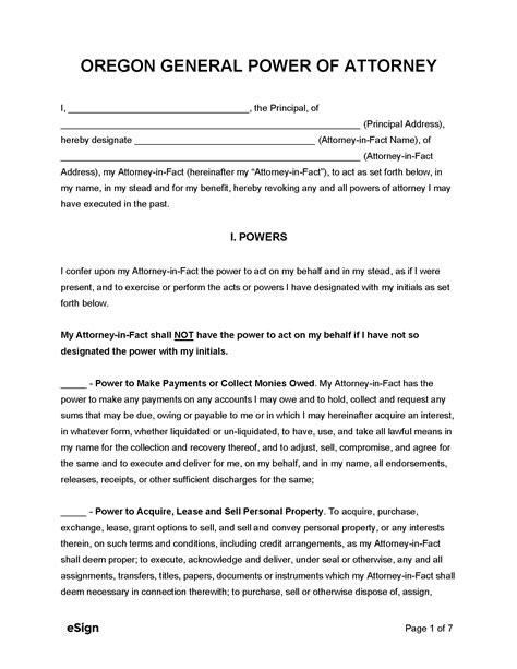 Free Oregon Power Of Attorney Forms 9 Types Pdf Word