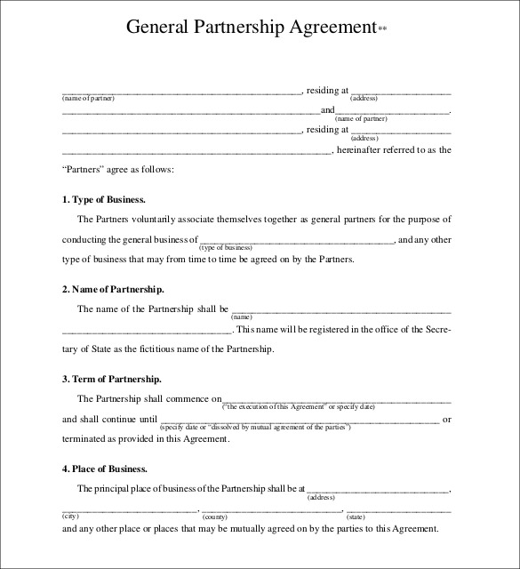 Free Partnership Agreement Template 5 Pdf Word