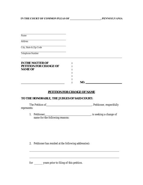 Free Pennsylvania Name Change Forms Pdf Eforms