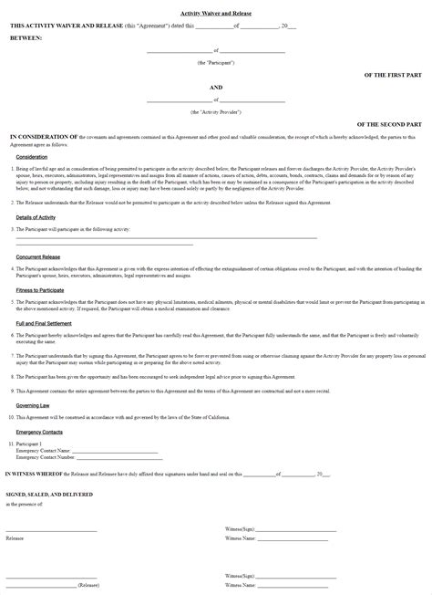 Free Pennsylvania Release Waiver Form Template Forms Legal