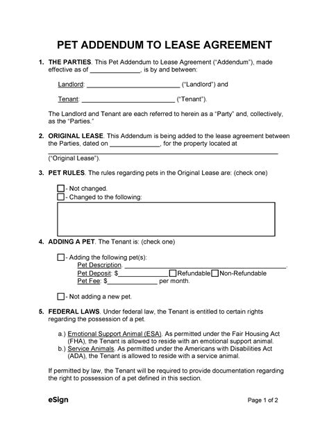 Free Pet Addendum To Lease Templates 3 Pdf Word