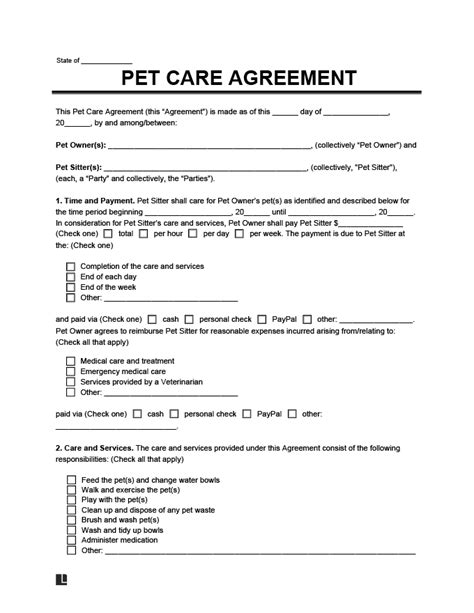 Free Pet Sitting Contract Template Pdf Word