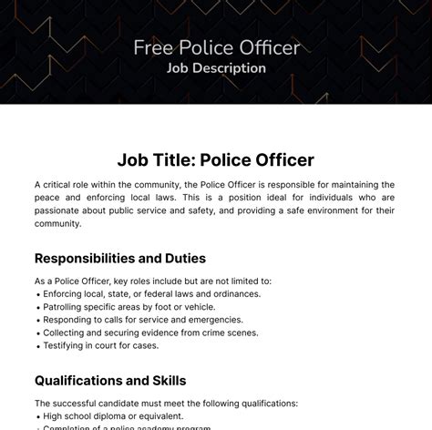 Free Police Officer Job Description Template Edit Online Download