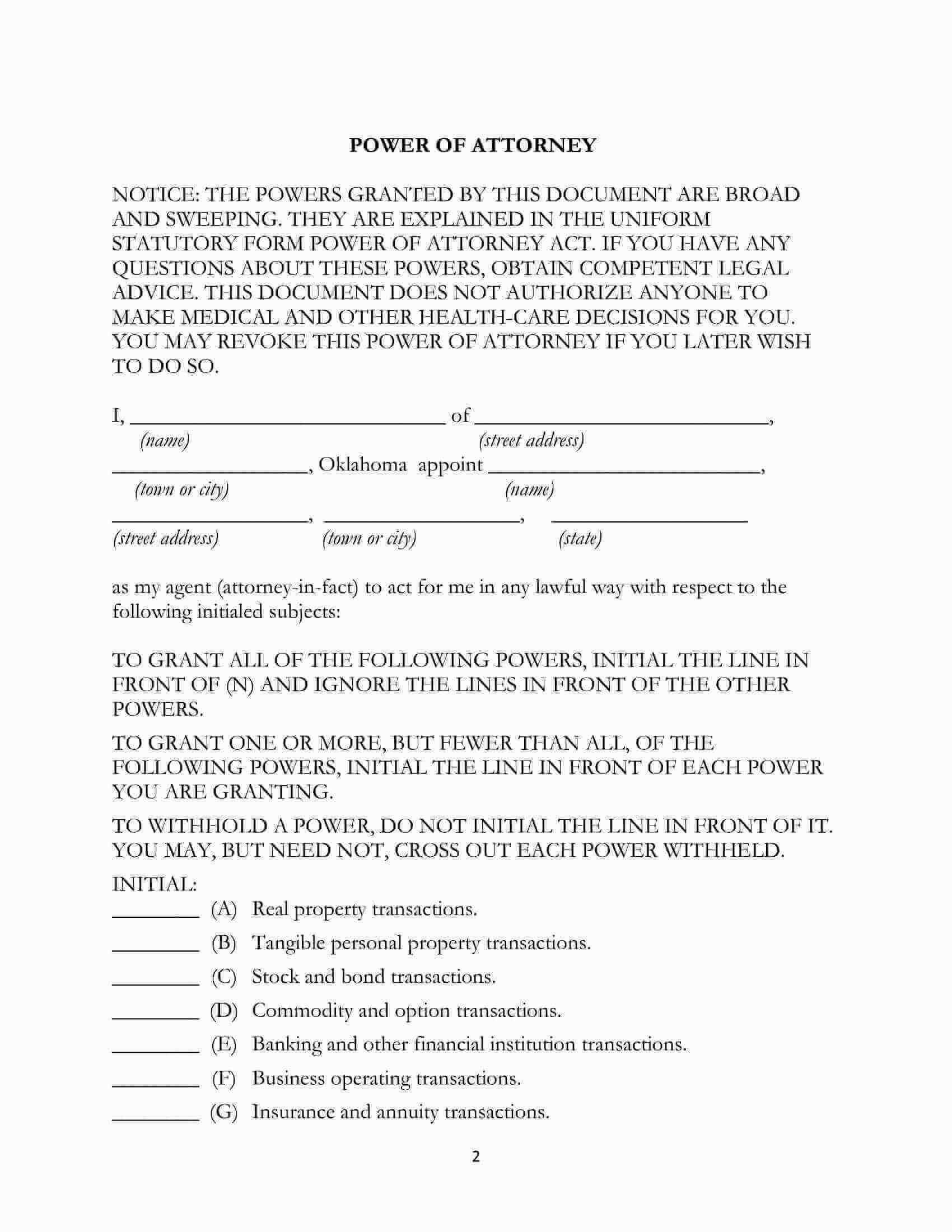 Free Power Of Attorney Forms 11 Pdf Word