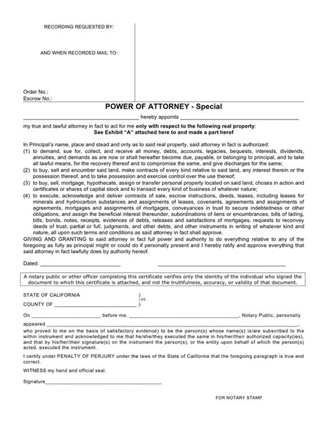 Free Power Of Attorney Template California Of Fiduciary Duty Opposed Amp Templates