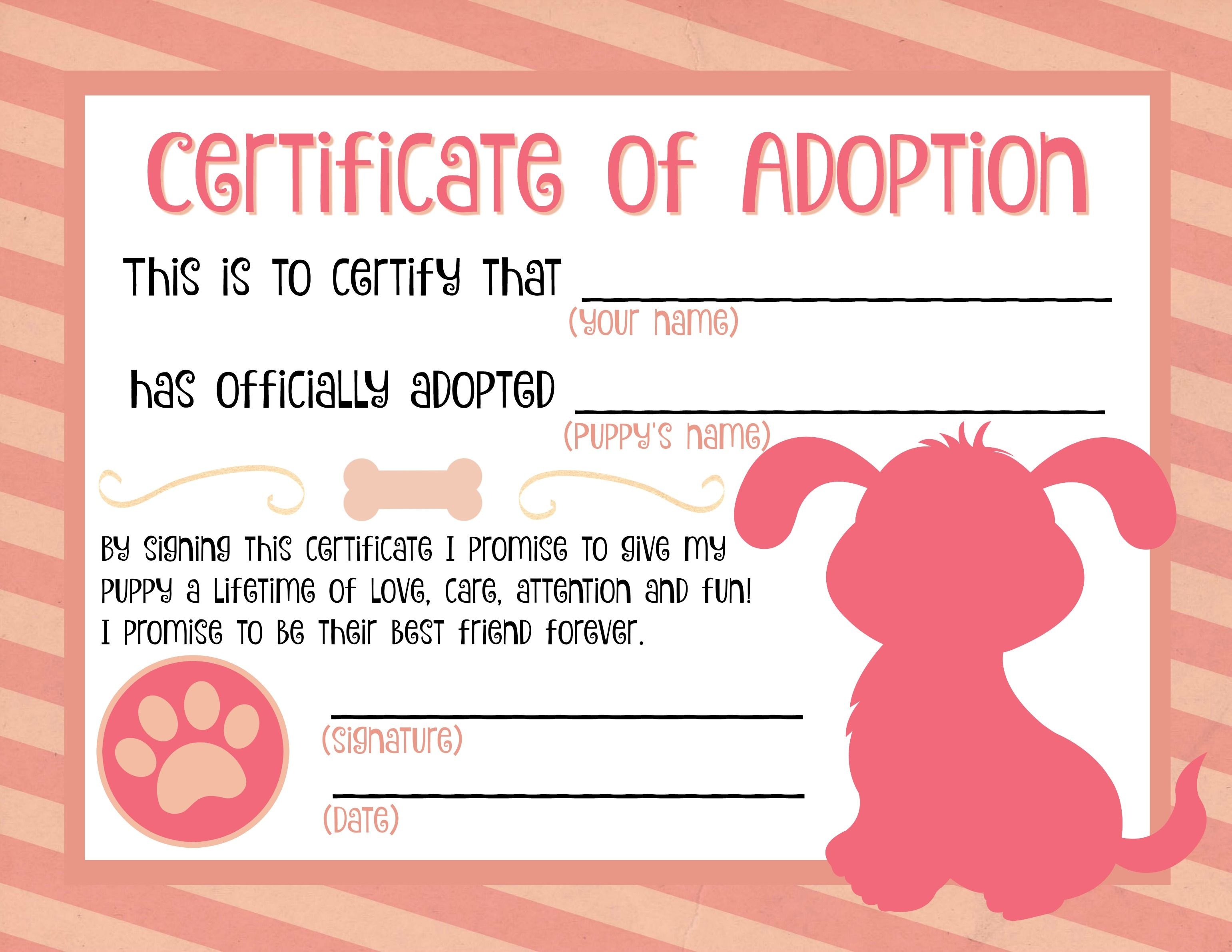 Free Printable Adoption Papers Printable Stuffed Animal Adoption