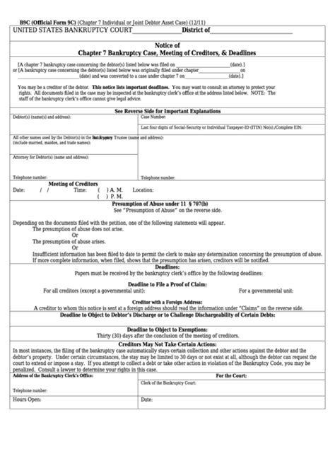 Free Printable Bankruptcy Forms Printable Form 2024