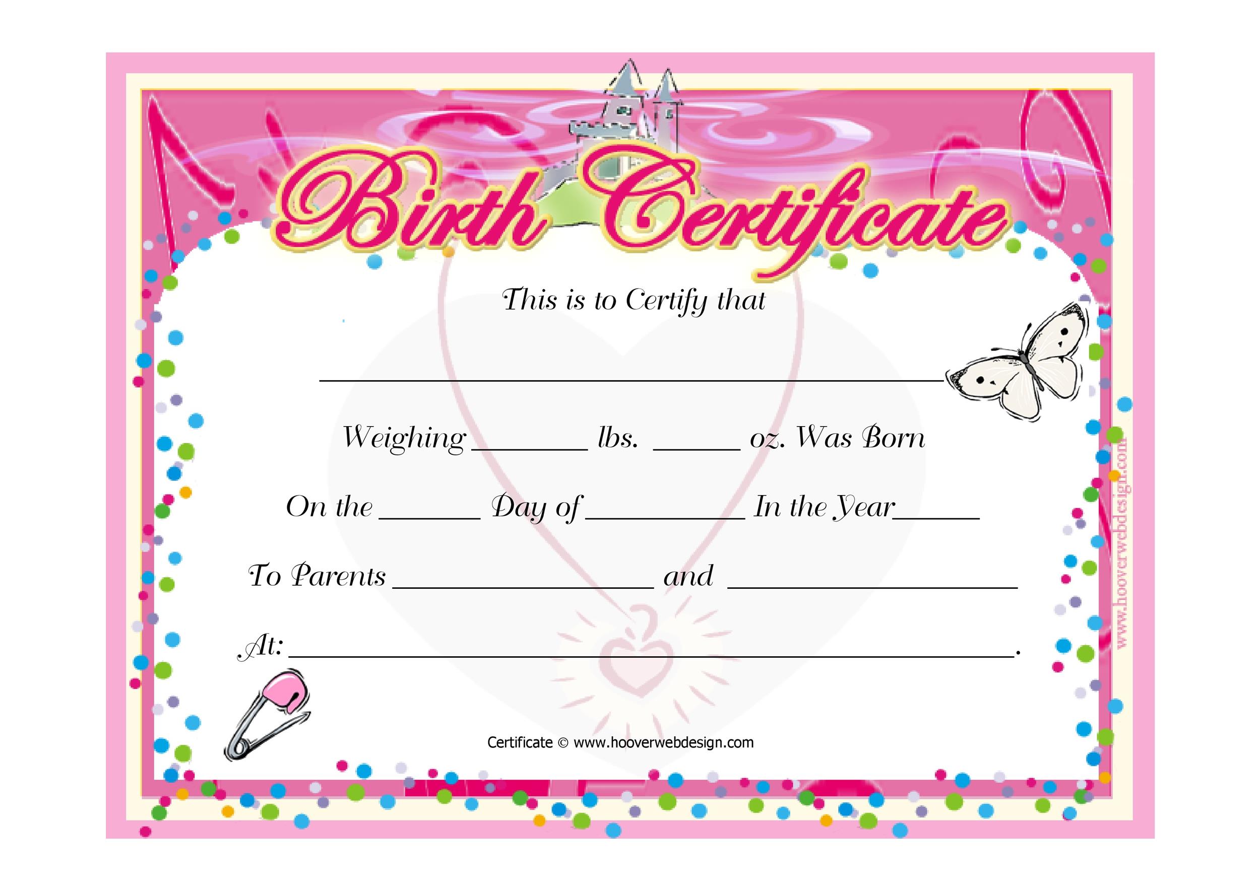 Free Printable Birth Certificate Templates Pdf Blank Fillable