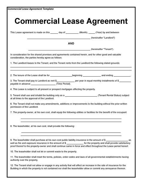 Free Printable Commercial Lease Forms Printable Forms Free Online