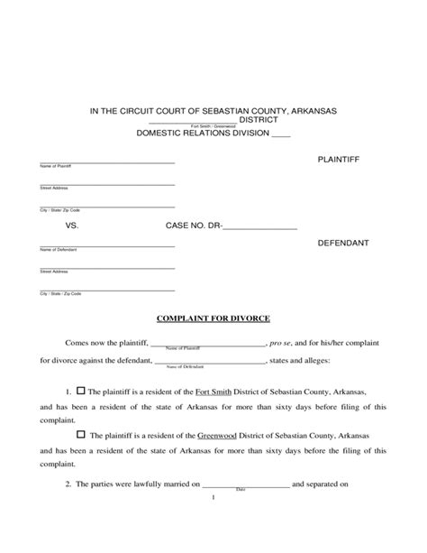 Free Printable Divorce Papers For Arkansas Free Printable