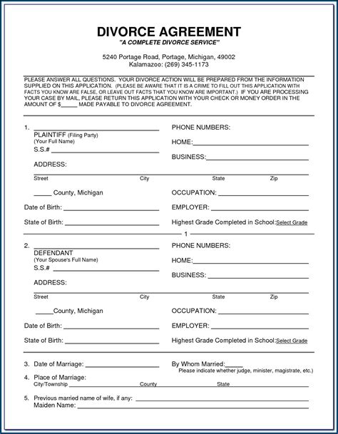 Free Printable Divorce Papers For North Carolina Free Printable