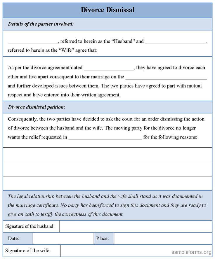 Free Printable Divorce Template Form Generic