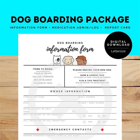 Free Printable Dog Boarding Forms Printable Templates By Nora