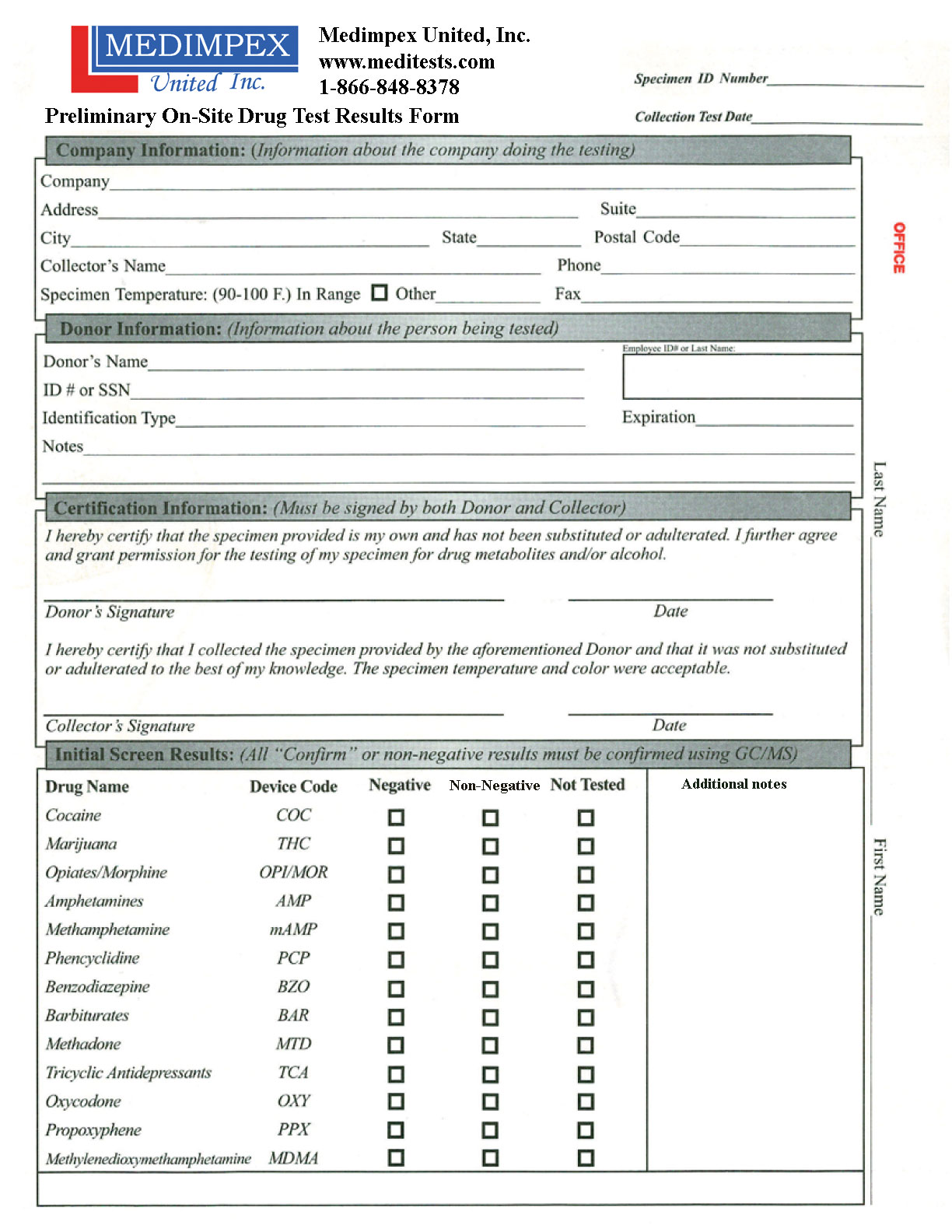 Free Printable Drug Testing Forms