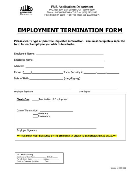 Free Printable Employee Termination Forms