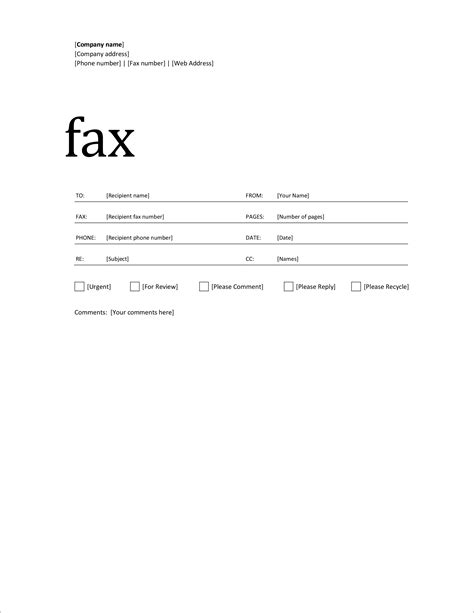 Free Printable Fax Cover Letter Template Business Psd Excel Word Pdf