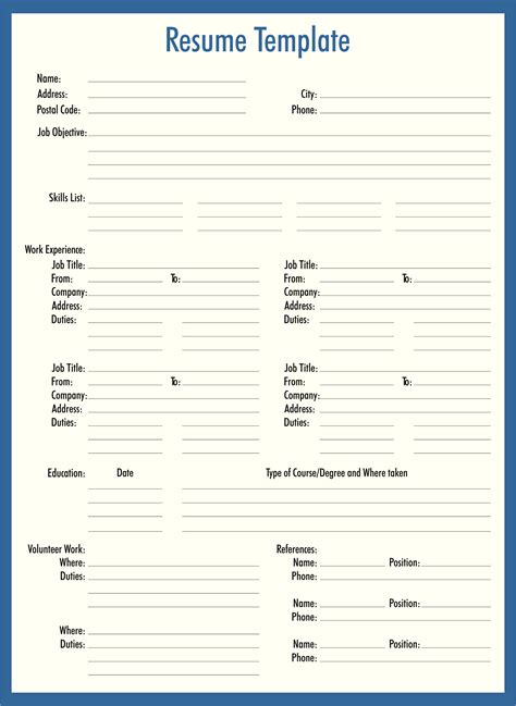 Free Printable Fill In The Blank Resume Templates Free Printable