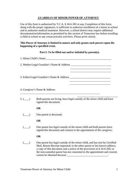 Free Printable Guardianship Forms Tennessee Printable Form 2024