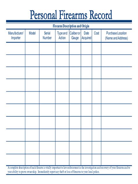 Free Printable Gun Inventory Sheet Fill Out Sign Online Dochub