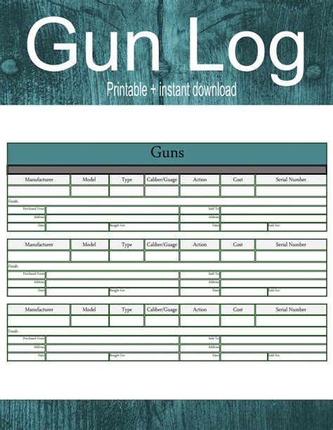 Free Printable Gun Inventory Sheet Free Printable A Z