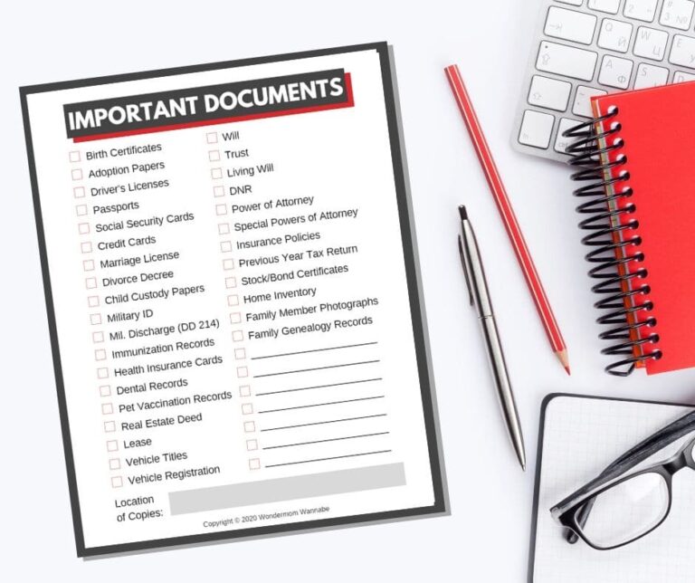 Free Printable Important Documents Checklist Bank2home Com