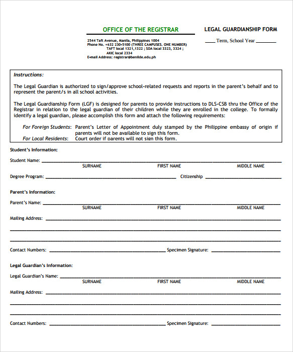 Free Printable Legal Guardianship Forms Free Printable