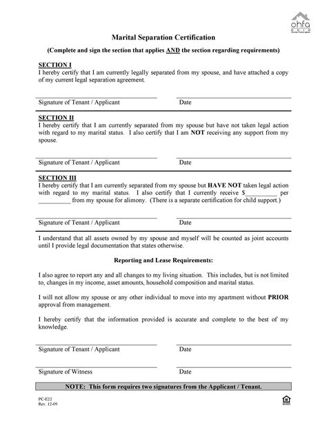 Free Printable Legal Separation Forms