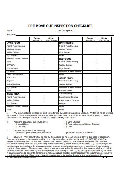 Free Printable Move In Inspection Form